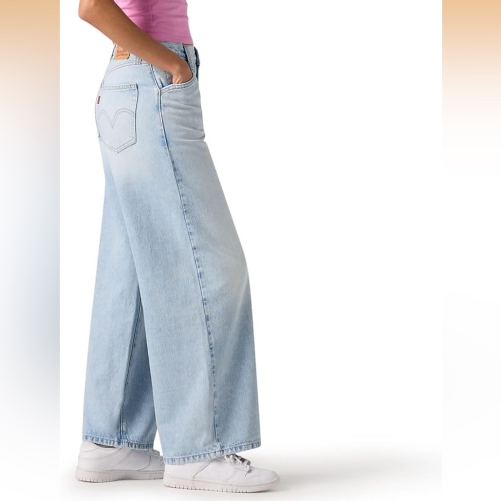 Light Blue Women's Levi’s 94 Baggy Wide Leg Jeans